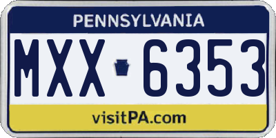 PA license plate MXX6353