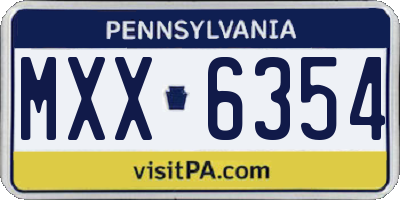 PA license plate MXX6354