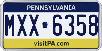 PA license plate MXX6358