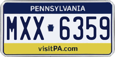 PA license plate MXX6359