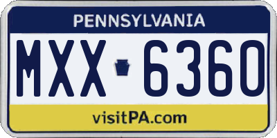PA license plate MXX6360
