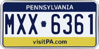 PA license plate MXX6361