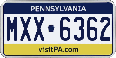 PA license plate MXX6362