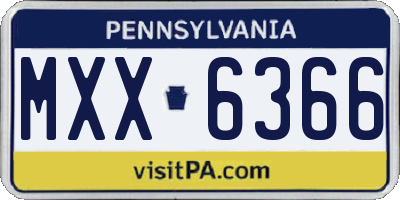 PA license plate MXX6366