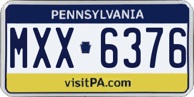 PA license plate MXX6376