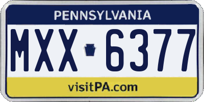 PA license plate MXX6377