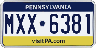 PA license plate MXX6381