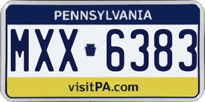 PA license plate MXX6383