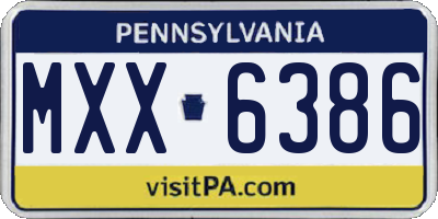 PA license plate MXX6386