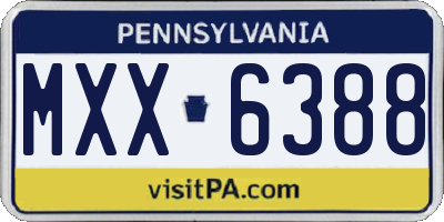 PA license plate MXX6388