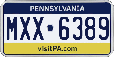 PA license plate MXX6389