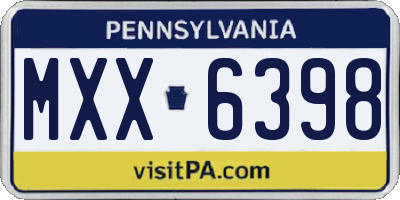 PA license plate MXX6398