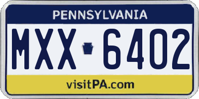 PA license plate MXX6402