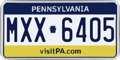 PA license plate MXX6405