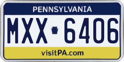 PA license plate MXX6406