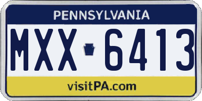 PA license plate MXX6413
