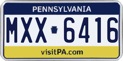 PA license plate MXX6416