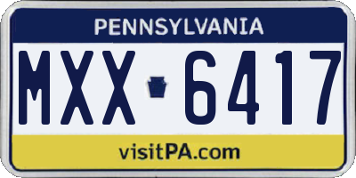 PA license plate MXX6417
