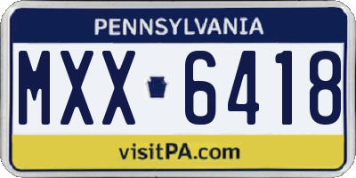 PA license plate MXX6418