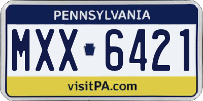 PA license plate MXX6421