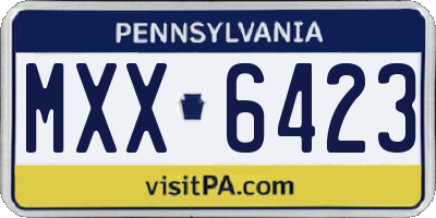 PA license plate MXX6423