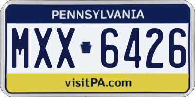 PA license plate MXX6426