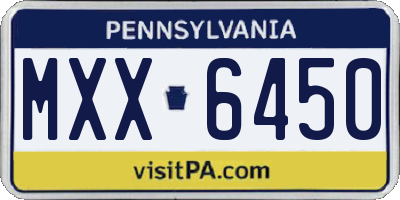 PA license plate MXX6450