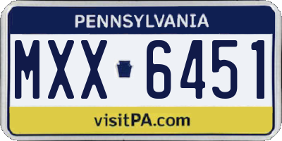 PA license plate MXX6451