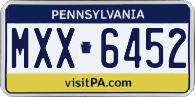 PA license plate MXX6452