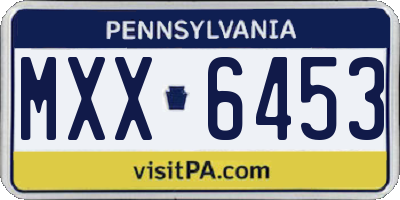 PA license plate MXX6453