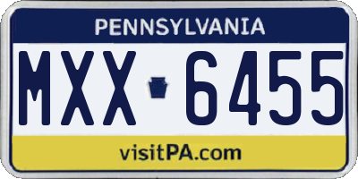 PA license plate MXX6455