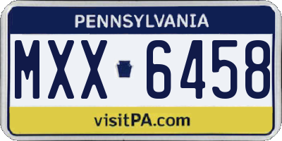 PA license plate MXX6458