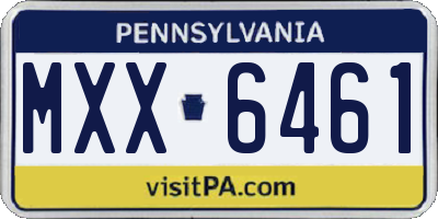 PA license plate MXX6461