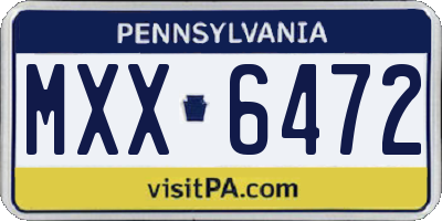 PA license plate MXX6472