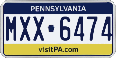 PA license plate MXX6474