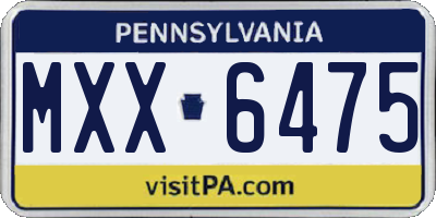 PA license plate MXX6475