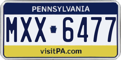 PA license plate MXX6477