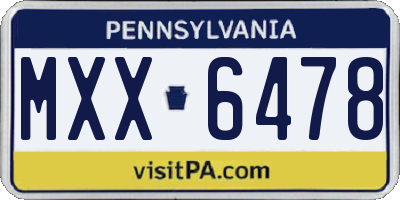 PA license plate MXX6478