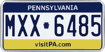 PA license plate MXX6485
