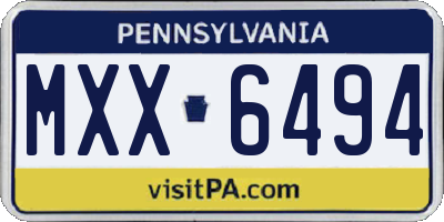 PA license plate MXX6494