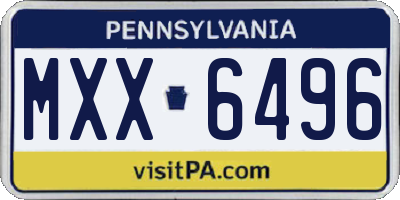 PA license plate MXX6496