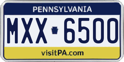 PA license plate MXX6500