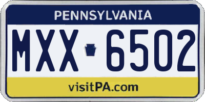 PA license plate MXX6502