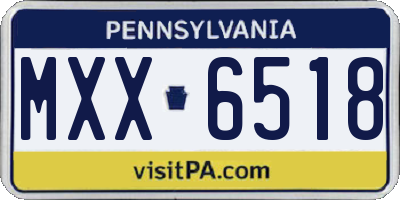 PA license plate MXX6518