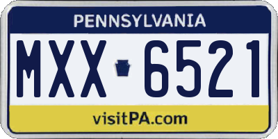 PA license plate MXX6521
