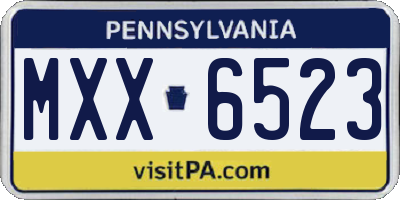 PA license plate MXX6523