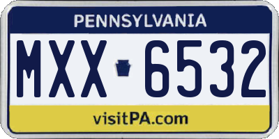 PA license plate MXX6532