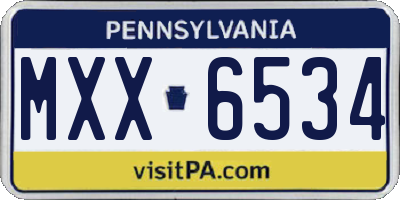 PA license plate MXX6534