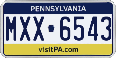 PA license plate MXX6543