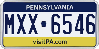 PA license plate MXX6546